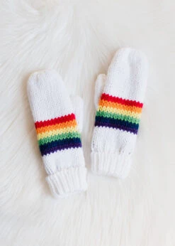 Rainbow Stripe Knit Mittens -Figure Skating Equipment Store IMG 6507