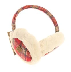 CC Beanie Ready To Ship Plaid Earmuffs - Red