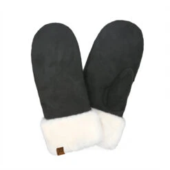 CC Beanie Ready To Ship Faux Suede Mittens - Black