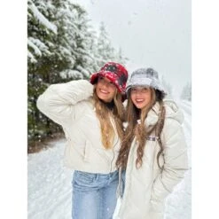 CC Beanie Ready To Ship Sherpa Bucket Hat - Grey Plaid