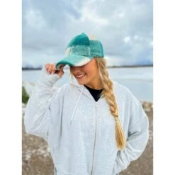 Ready To Ship Winter Ball Cap - Green Plaid