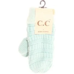 CC Beanie Ready To Ship Kids Fuzzy Lined Mittens - Mint