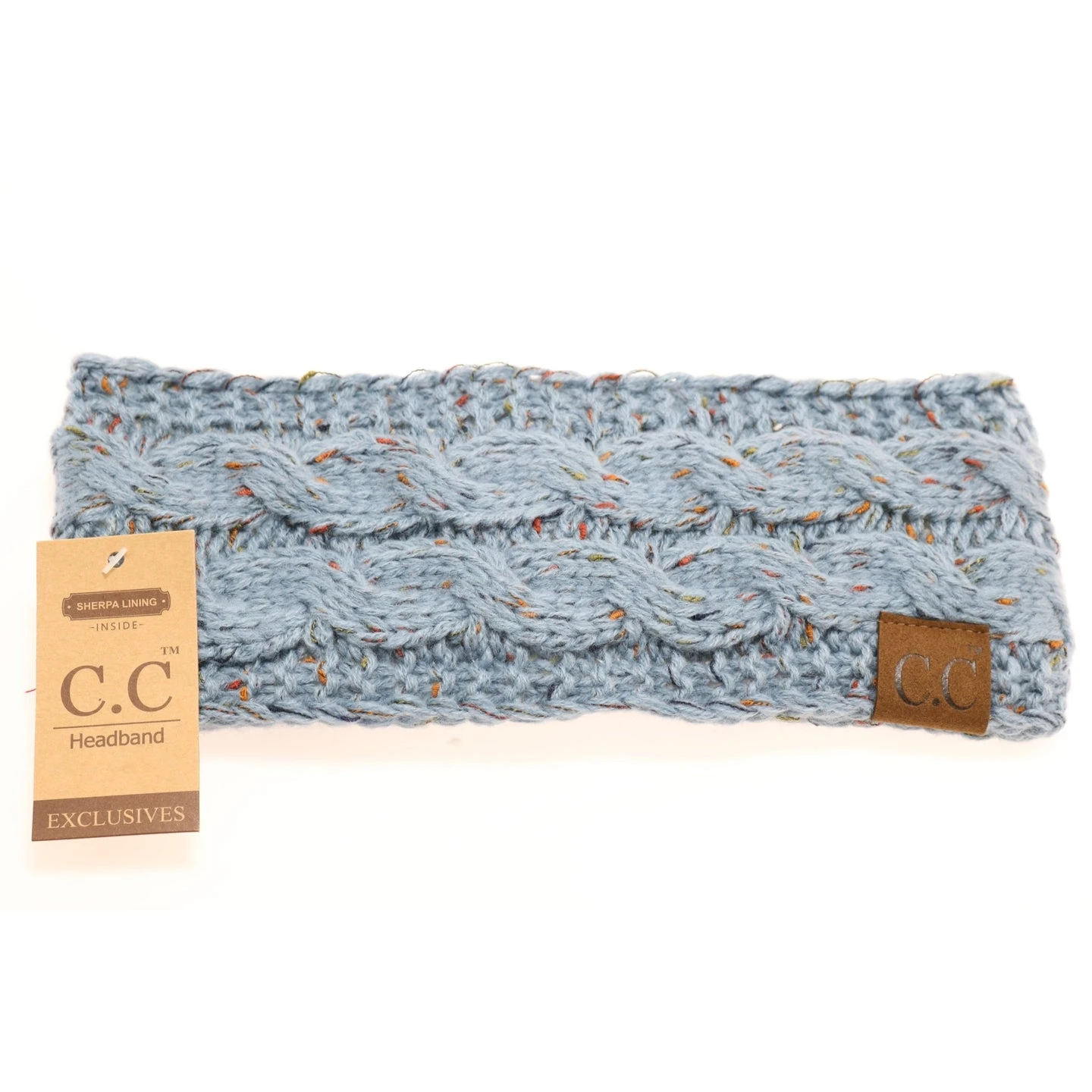 CC Beanie Ready To Ship Flecked Fuzzy Lined Headband - Denim 3 CC Beanie Ready To Ship Flecked Fuzzy Lined Headband - Denim