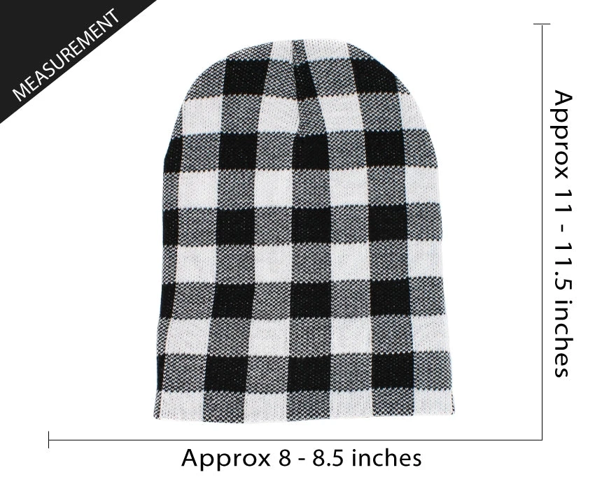 Ready To Ship White Buffalo Plaid Beanie 5 Ready To Ship White Buffalo Plaid Beanie - Image 3