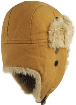 Ready To Ship Tan Canvas Trapper Hat -Figure Skating Equipment Store IMG 8836
