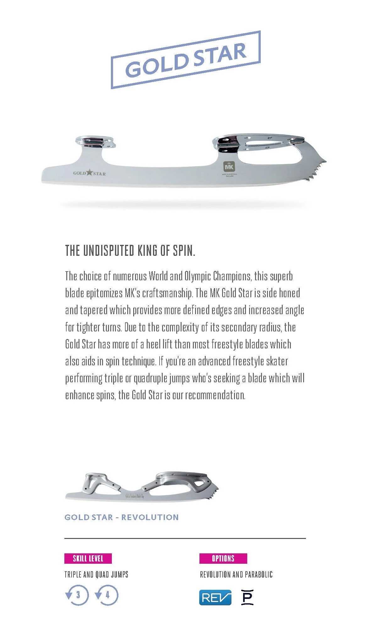 MK Revolution Gold Star Skate Blades 6 MK Revolution Gold Star Skate Blades - Image 4